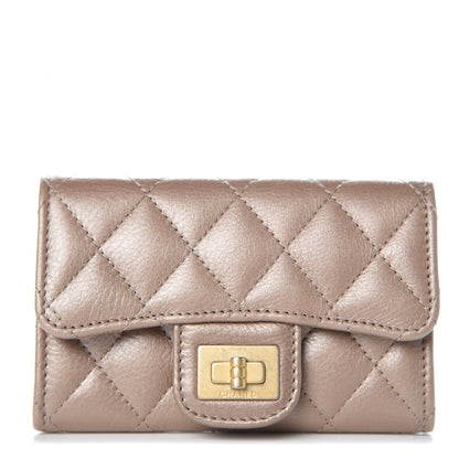 Chanel Metallic Calfskin Quilted Reissue Card Holder Wallet Gold 1 of 9