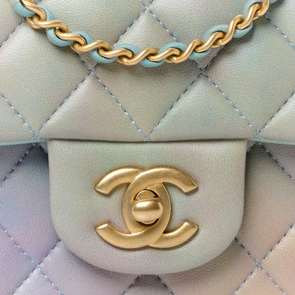 Chanel Lambskin Quilted Ombre Mini Top Handle Rectangular Flap Blue Green 9 of 12