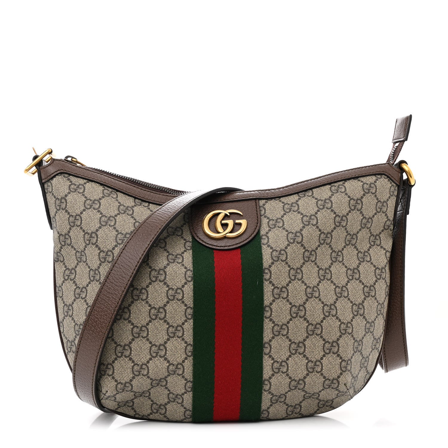 Gucci GG Supreme Monogram Web Small Ophidia Half Moon Hobo Brown 1 of 11