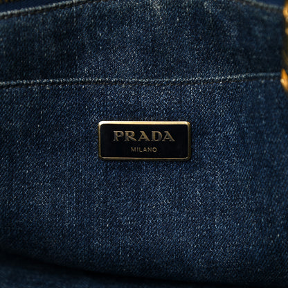 Prada Denim Logo Tote Bleu 6 of 11