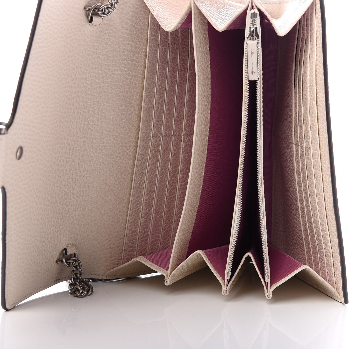 Dollar Calfskin Mini Dionysus Chain Wallet Mystic White