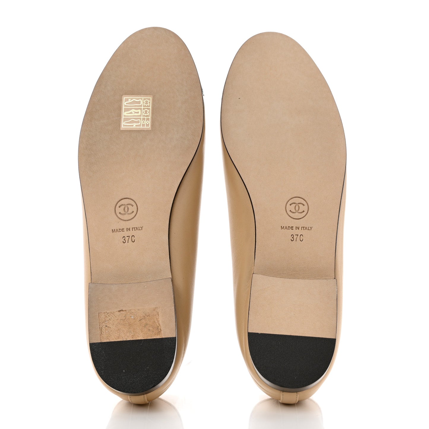 Lambskin Cap Toe CC Ballerina Flats 37 Beige Black