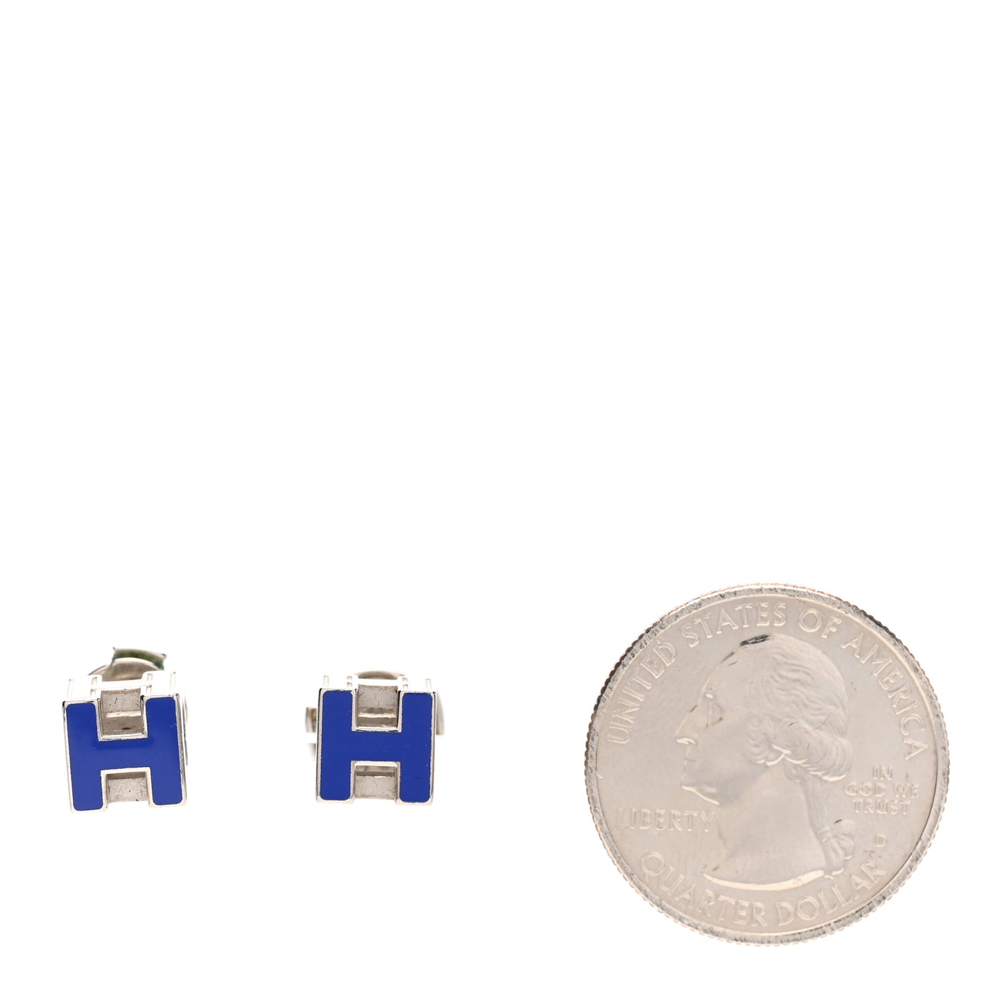Palladium Lacquered Cage d'H Earrings Royal Blue