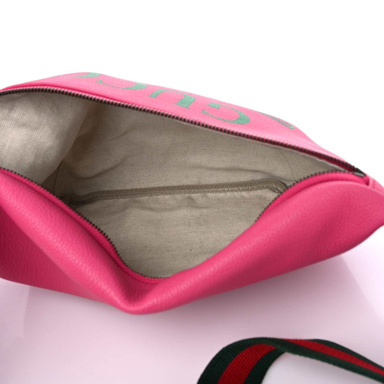 Gucci Grained Calfskin Small Logo Belt Bag Box Pink Green 5 of 10