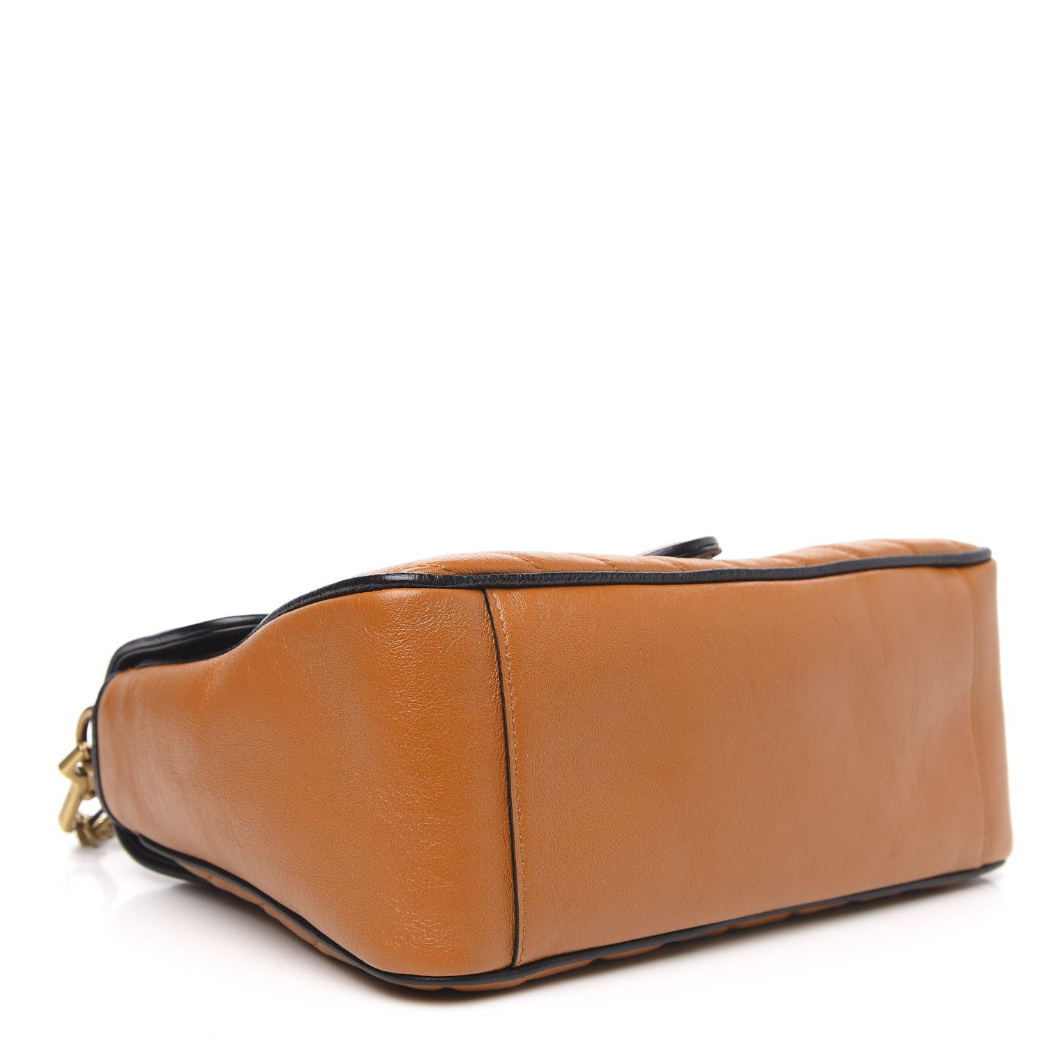 Gucci Azalea Calfskin Matelasse Diagonal Small Torchon GG Marmont Top Handle Shoulder Bag Cognac Black 4 of 10