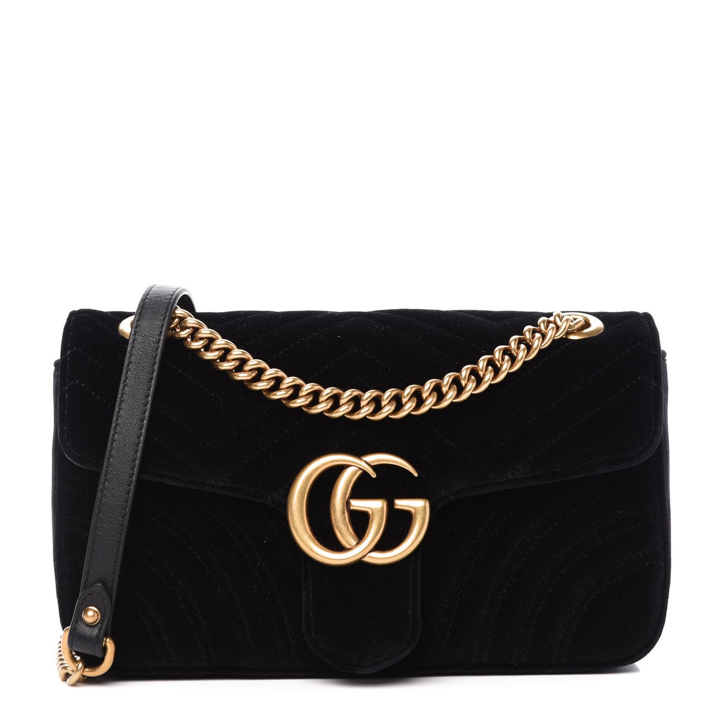 Velvet Matelasse Small GG Marmont Shoulder Bag Black