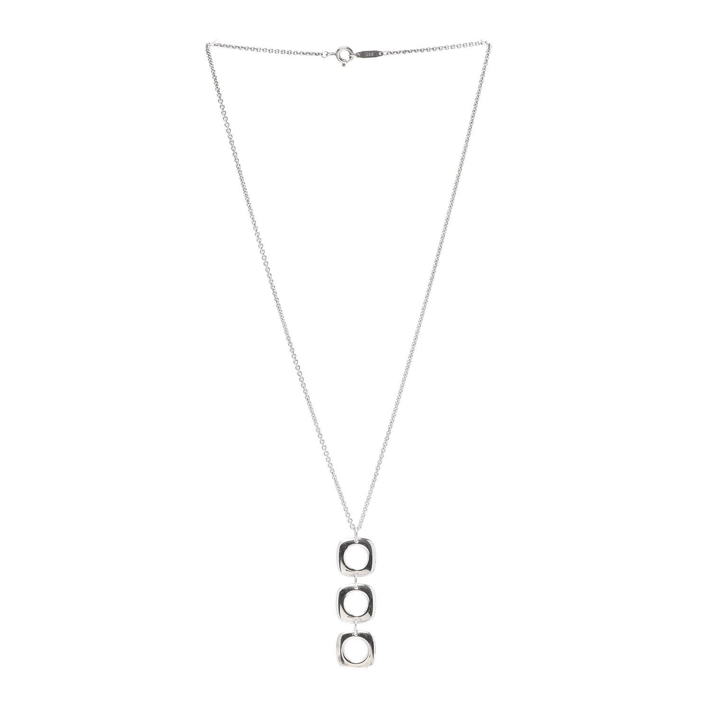 Sterling Silver Cushion Square Link Pendant Necklace