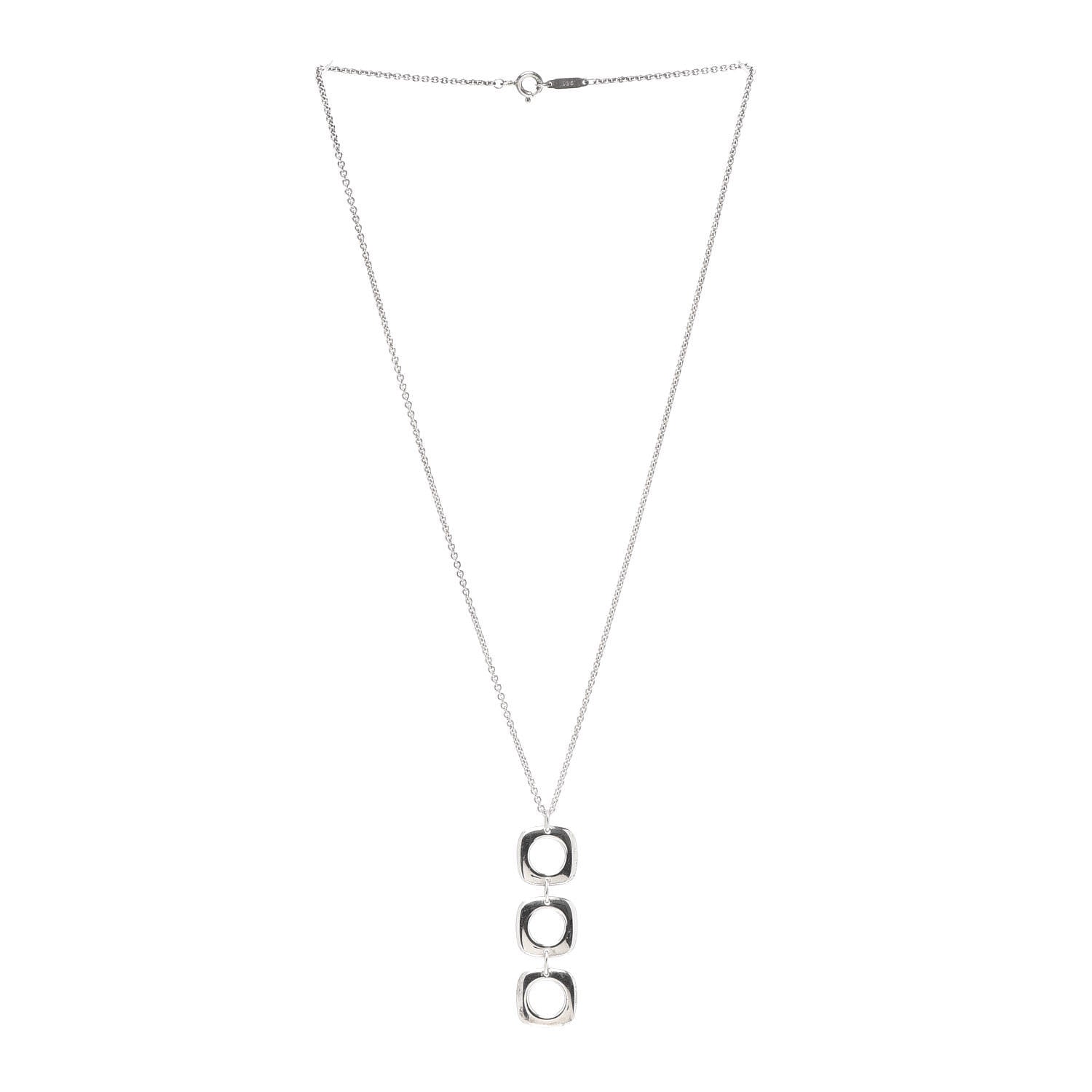 Tiffany Sterling Silver Cushion Square Link Pendant Necklace 3 of 5
