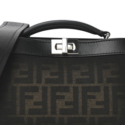 Fendi Eclissi Jacquard Vitello King FF Peekaboo I See U X Cross Satchel Tobacco Moro Black 7 of 9