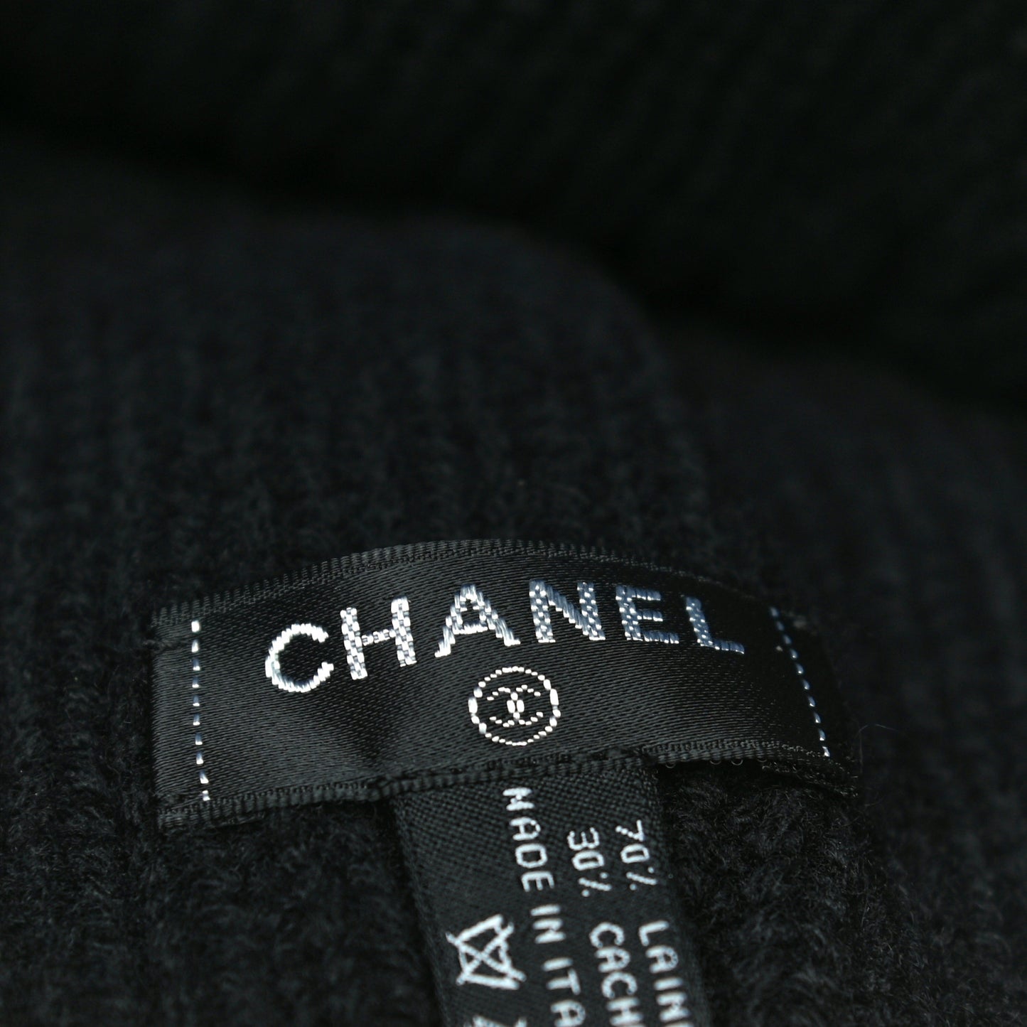 Wool Cashmere CC Beanie Hat Light Black White