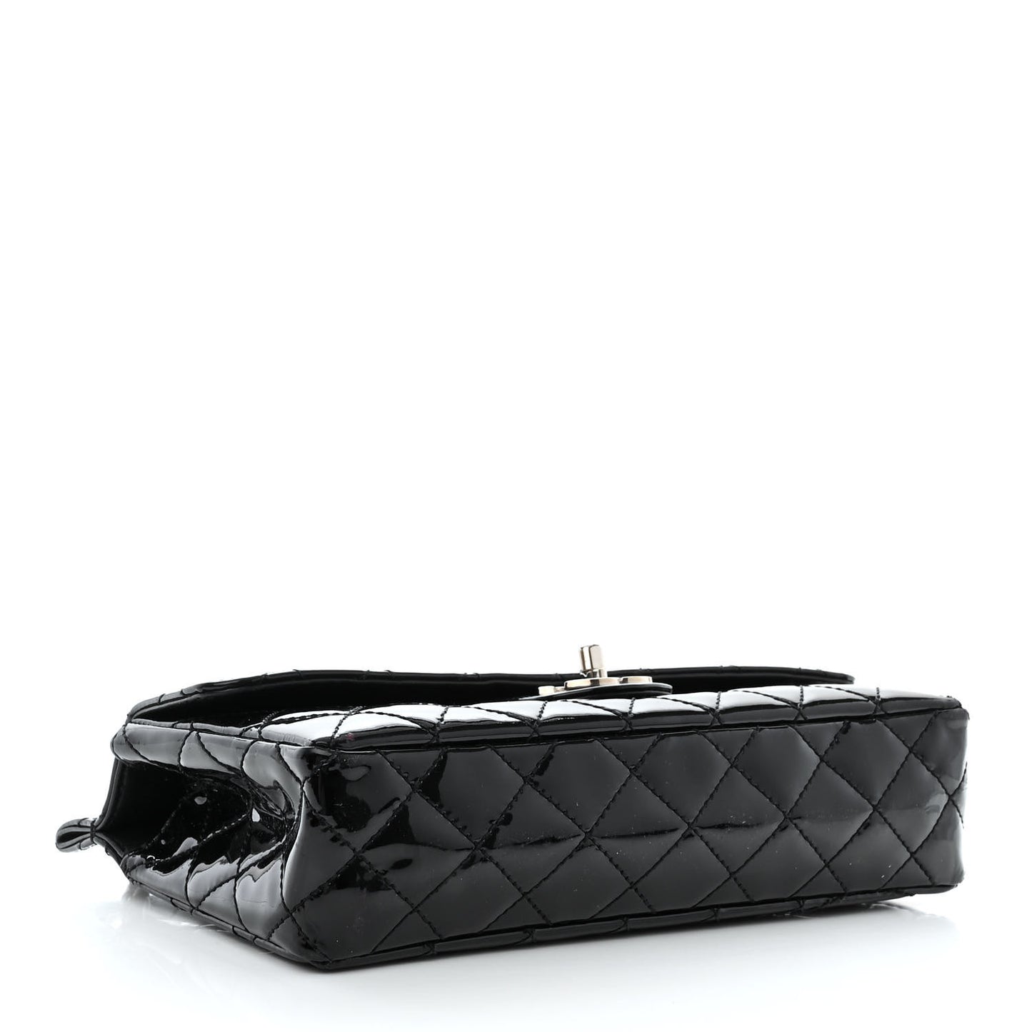 Patent Quilted Medium Diagonal CC Flap Black