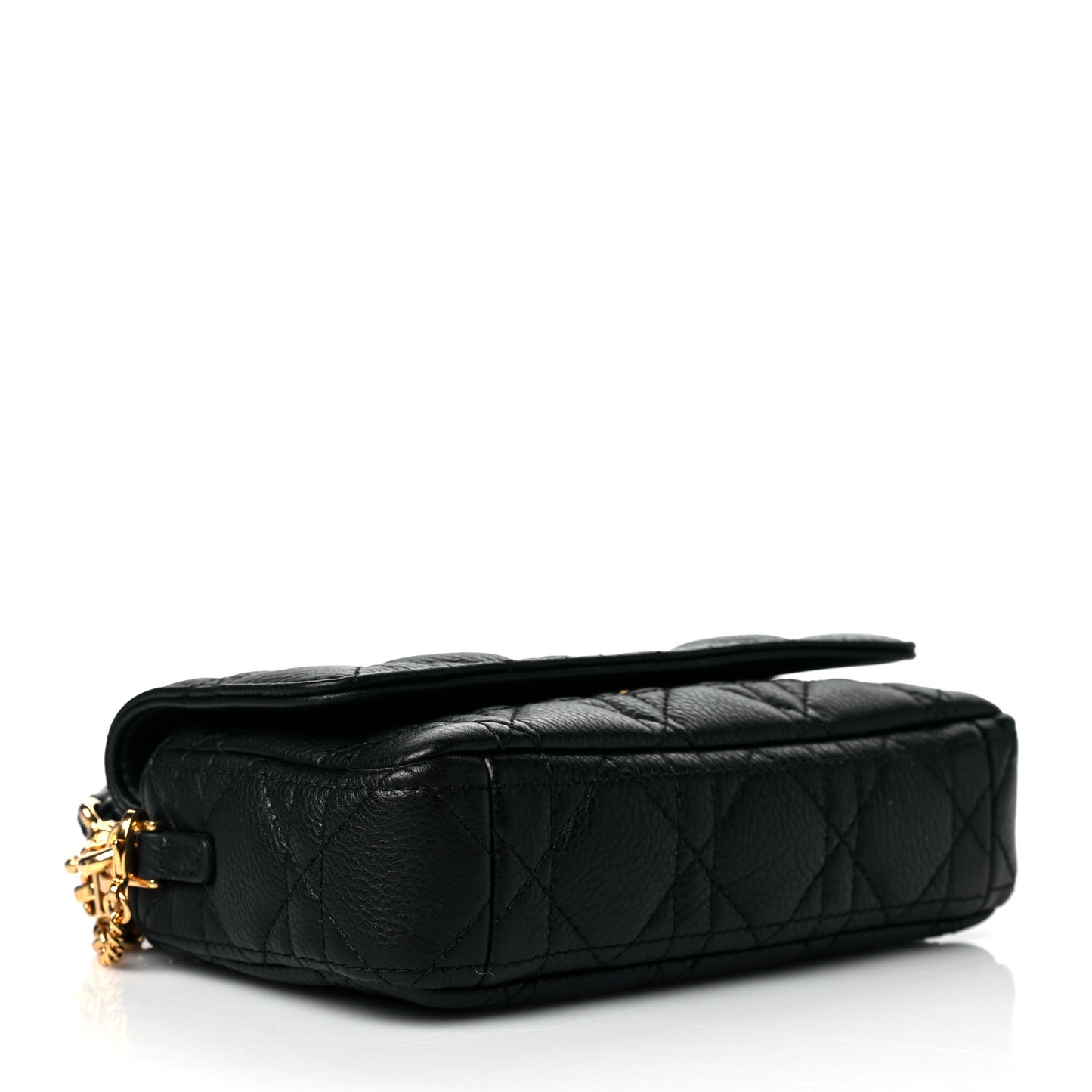 Supple Calfskin Cannage Caro Pouch with Chain Black