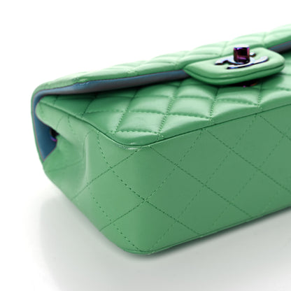 Chanel Lambskin Quilted Mini Rectangular Flap Green Blue 9 of 11