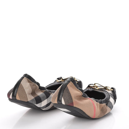 Burberry Heritage House Check Shipley Elastic Ballerina Flats 40.5 Black 4 of 11