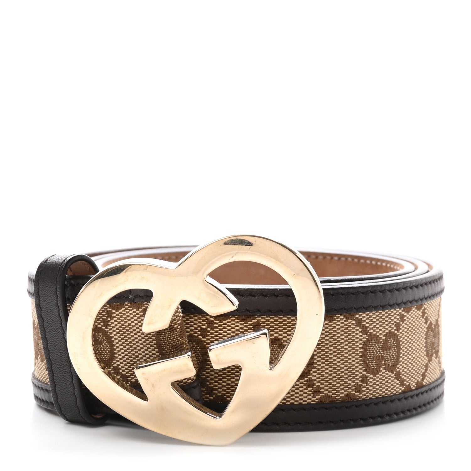 Gucci Monogram Calfskin Lovely Heart GG Belt 90 36 Beige Ebony Testa di Moro 1 of 5