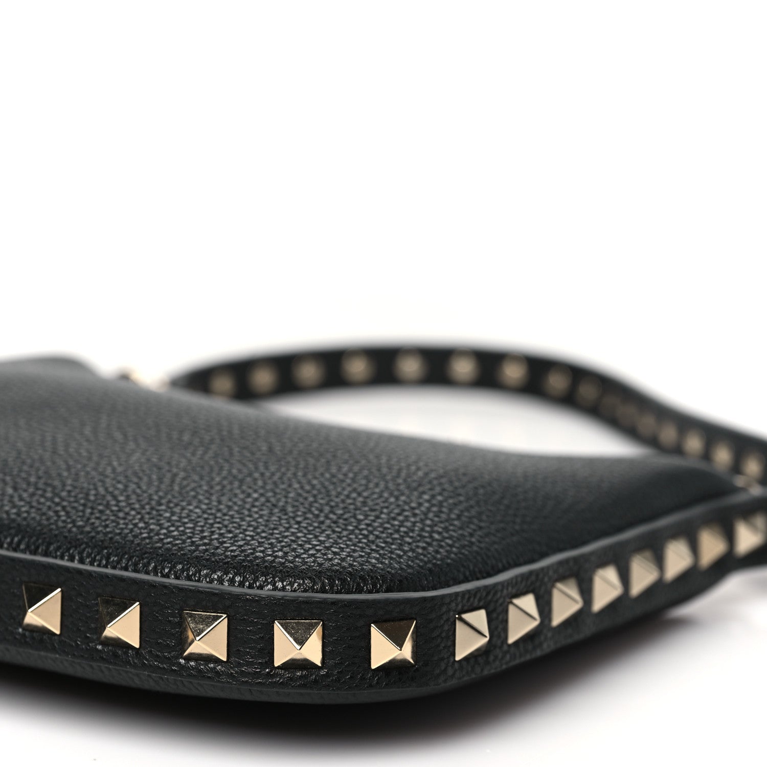 Valentino Garavani Grainy Calfskin Mini Rockstud Hobo Black 9 of 9