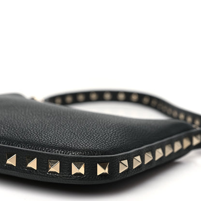 Valentino Garavani Grainy Calfskin Mini Rockstud Hobo Black 9 of 9