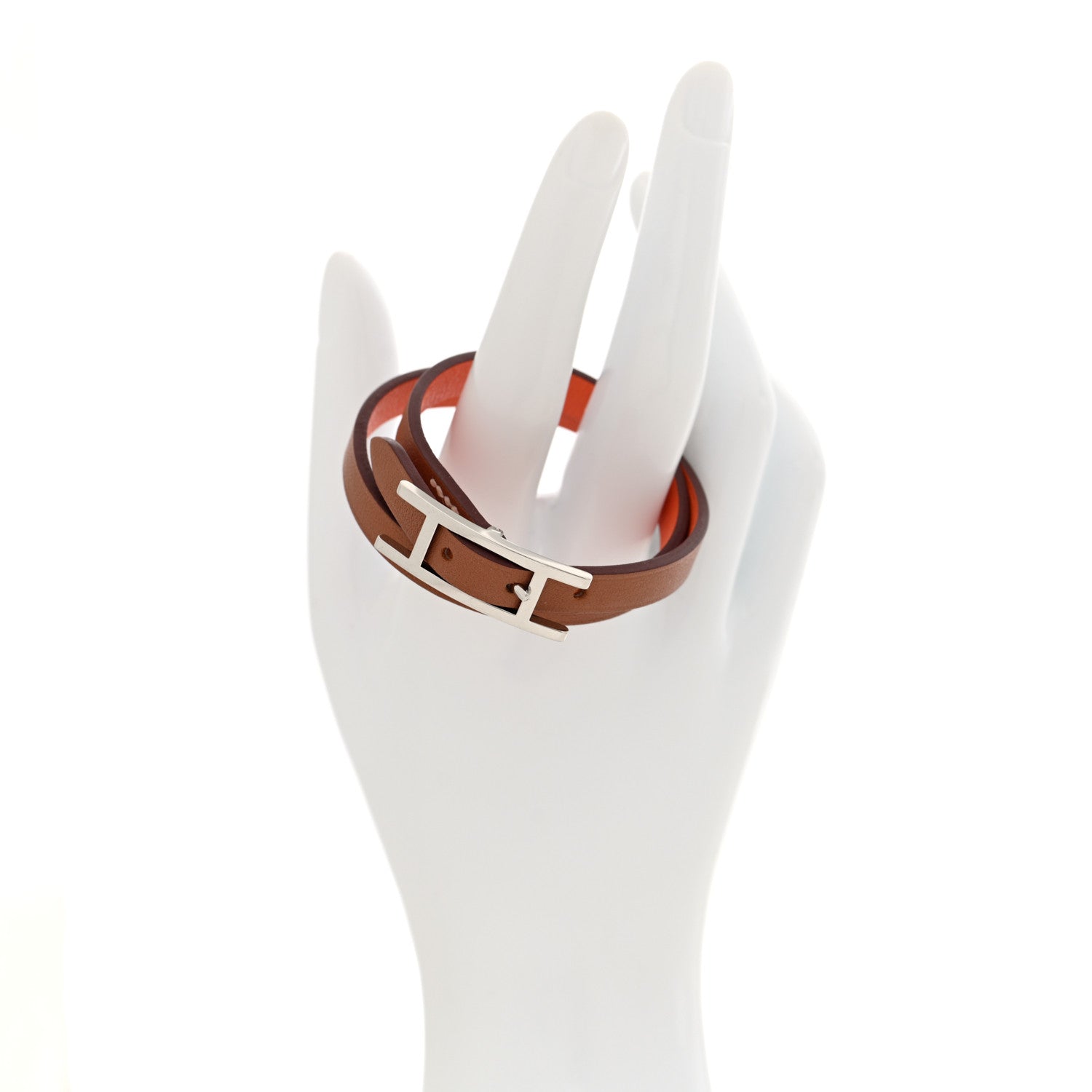 Hermes Swift Hapi 3 MM Triple Tour Bracelet T2 Orange 2 of 5