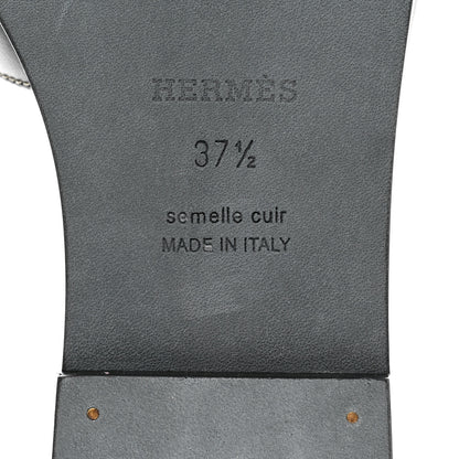 Hermes Box Calfskin Oran Sandals 37.5 Black 6 of 9