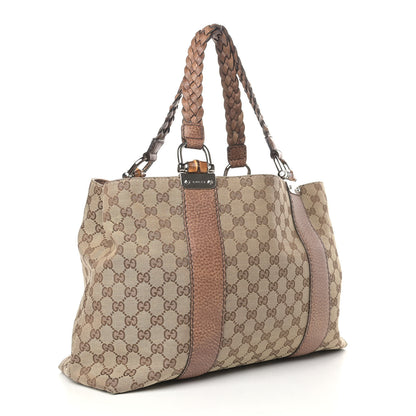 Gucci Monogram Medium Bamboo Bar Tote Brown 3 of 13