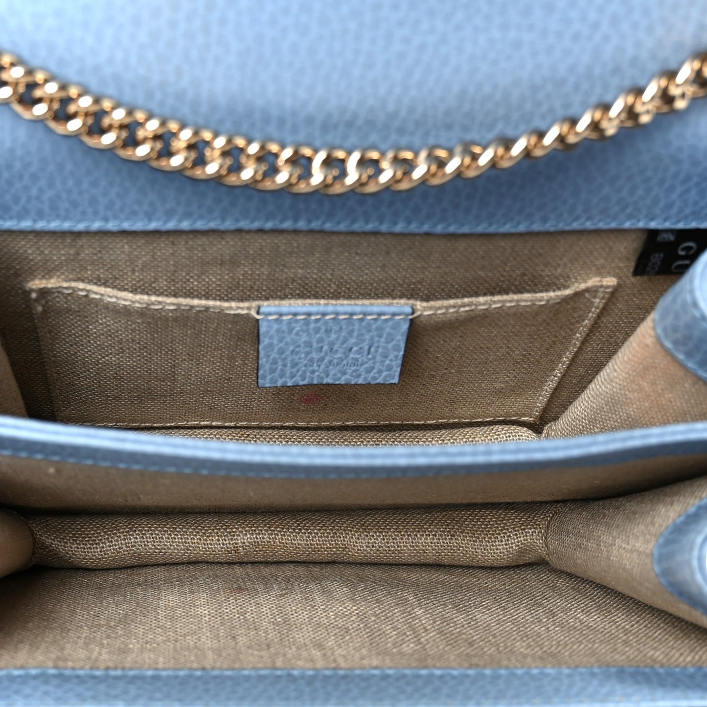 Dollar Calfskin Small Interlocking G Shoulder Bag Mineral Blue