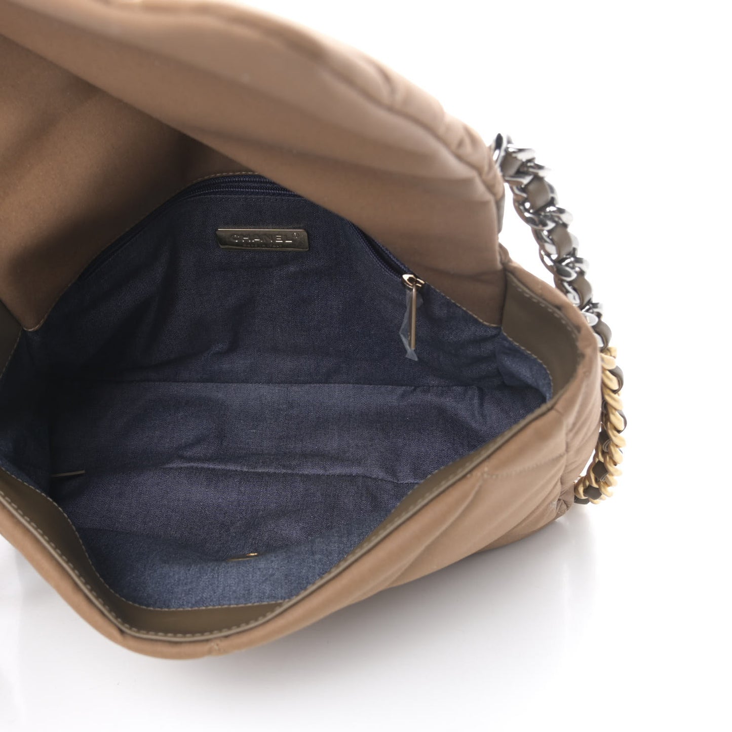 Canvas Quilted Large Chanel 19 Flap Bronze