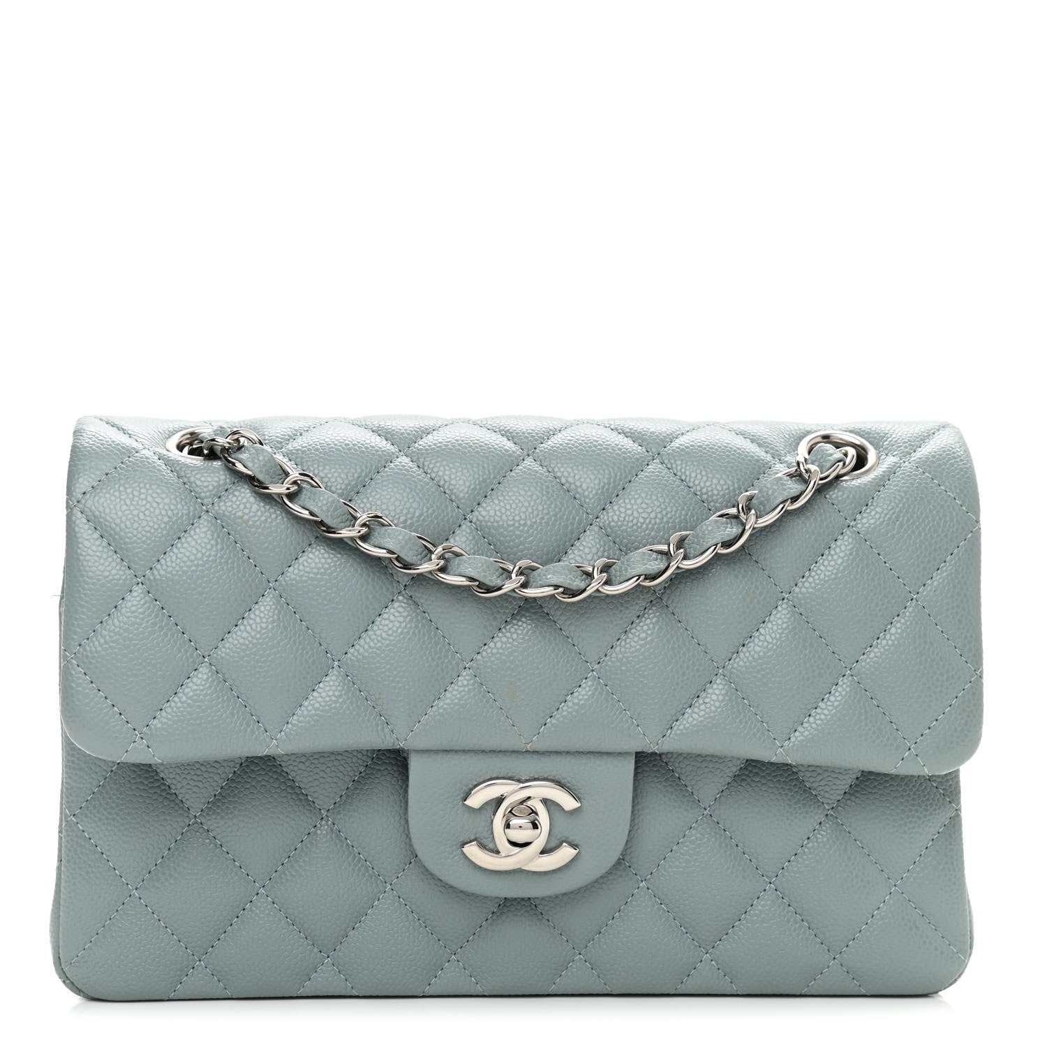 Chanel Caviar Quilted Small Double Flap Light Blue 1 of 11