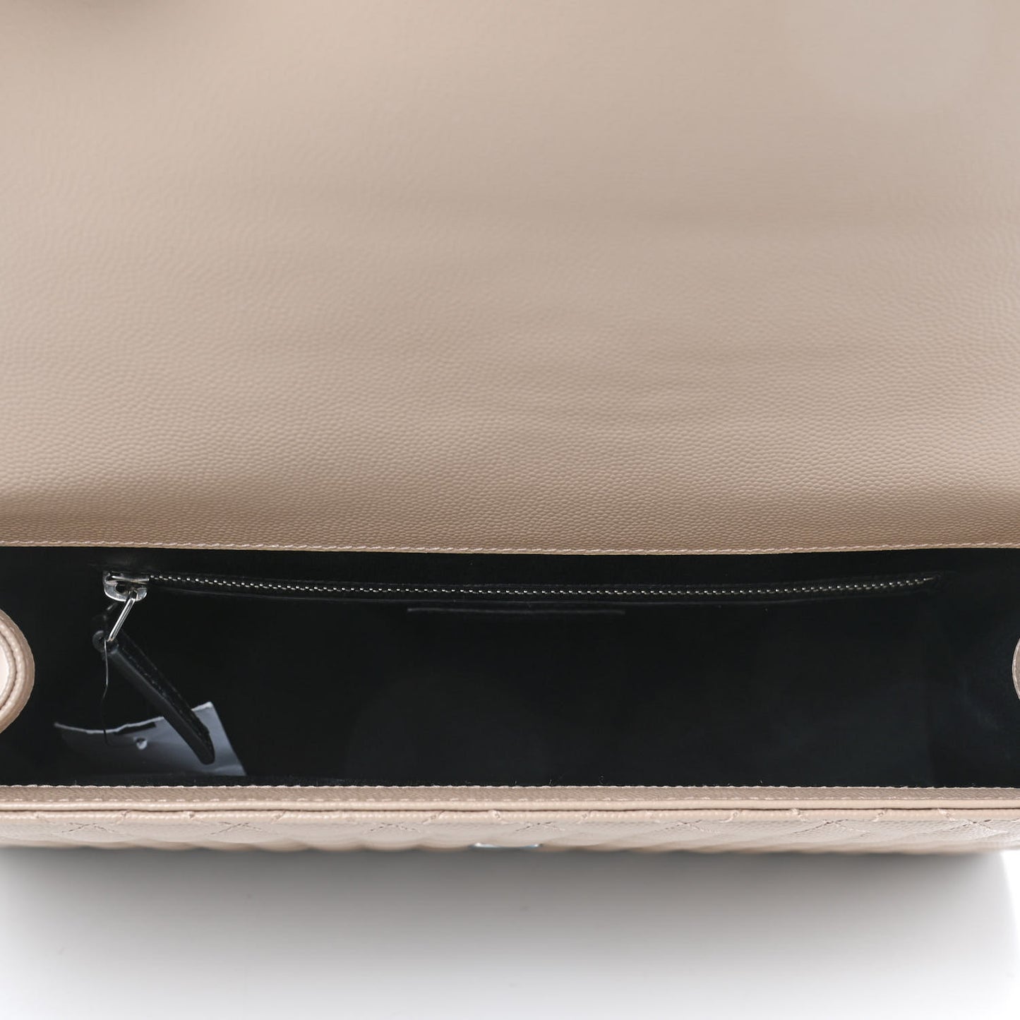 Grain De Poudre Mixed Matelasse Large Triquilt Monogram Satchel Dark Beige