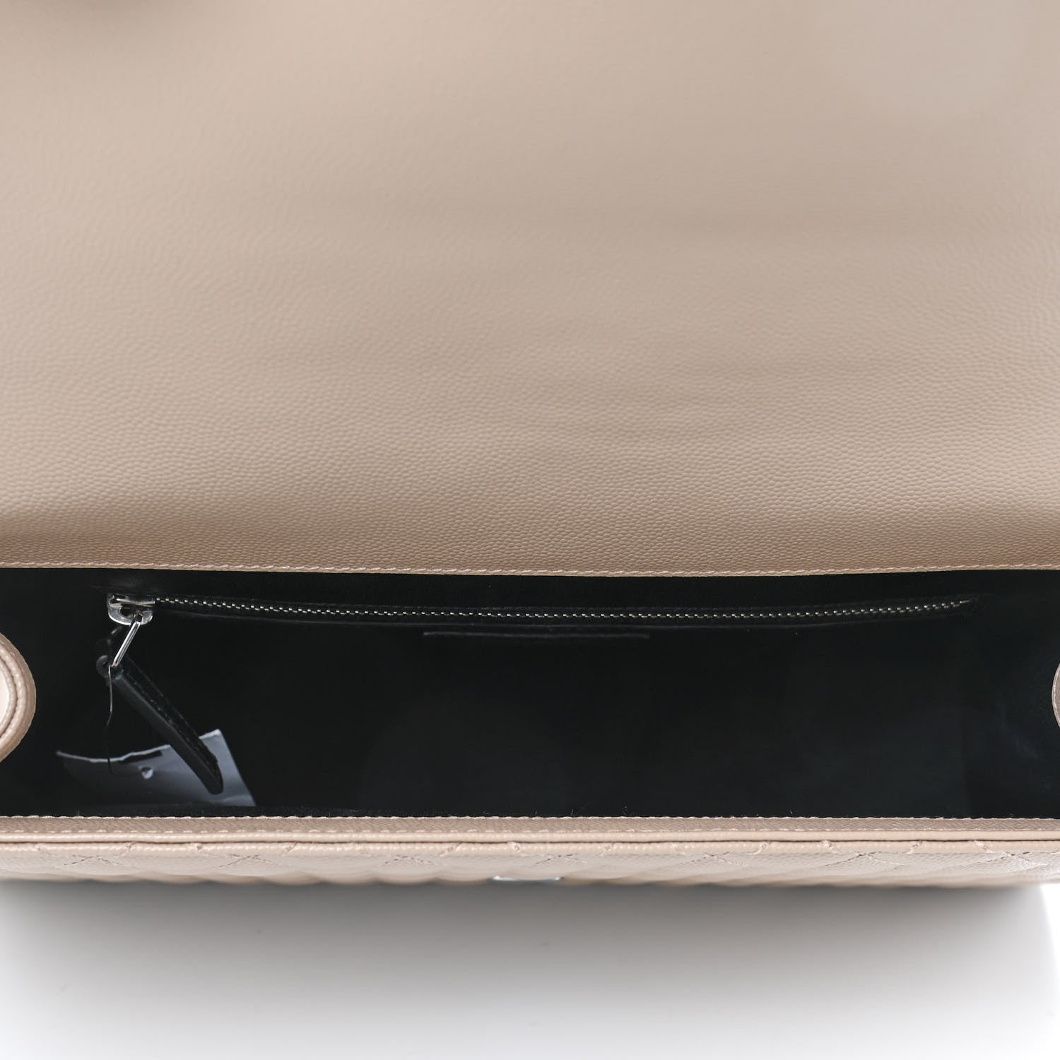 Saint Laurent Grain De Poudre Mixed Matelasse Large Triquilt Monogram Satchel Dark Beige 4 of 4