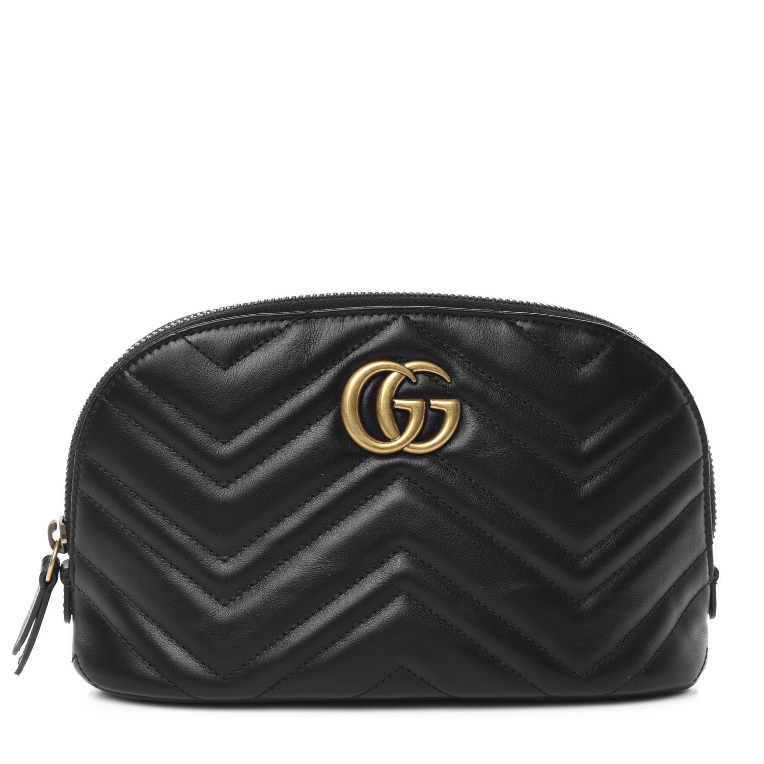Gucci Calfskin Matelasse Large GG Marmont Pouch Cosmetic Case Black 1 of 9