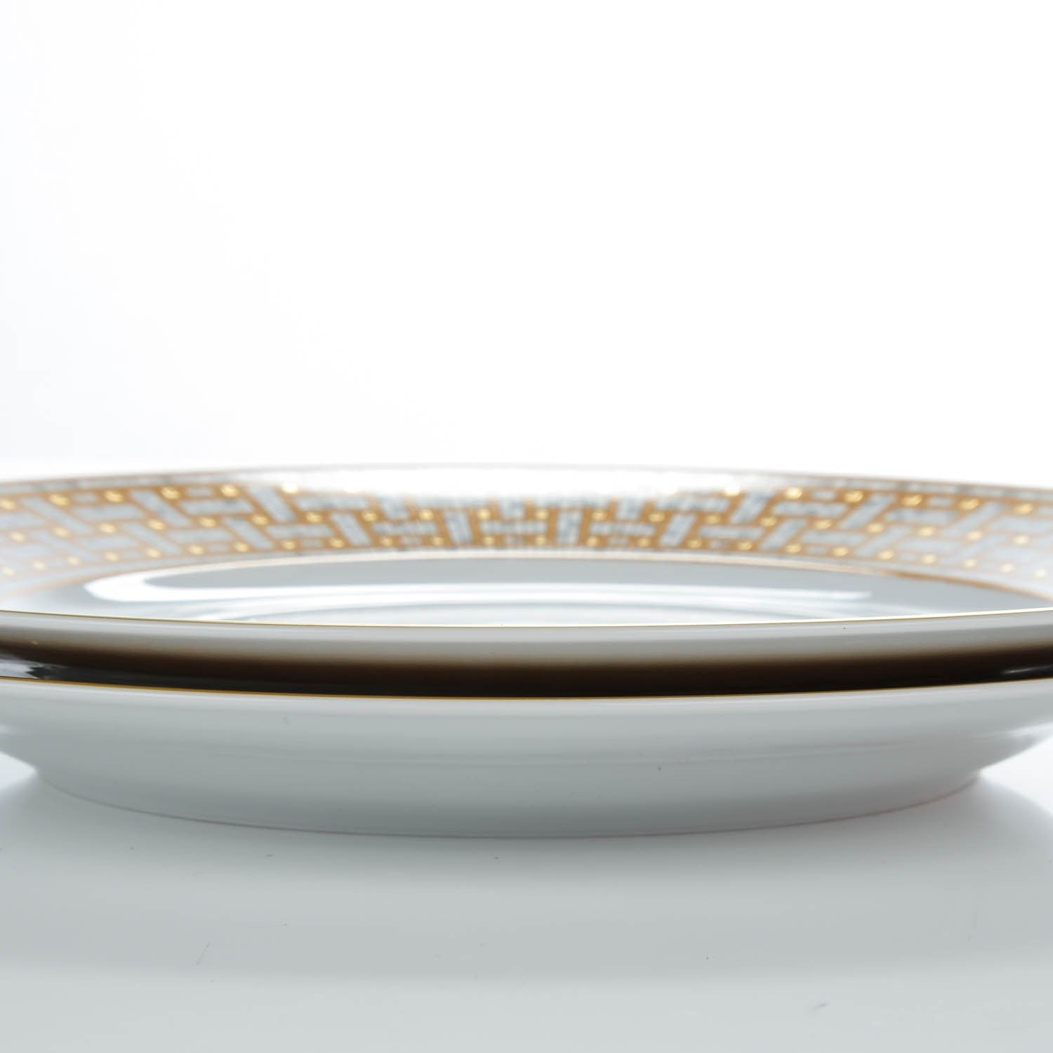 Hermes Porcelain Mosaique Au 24 Gold Dinner Plate Set of 2 6 of 9
