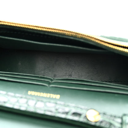 Balenciaga Shiny Calfskin Crocodile Embossed Hourglass Chain Bag Forest Green Forest Green 5 of 11