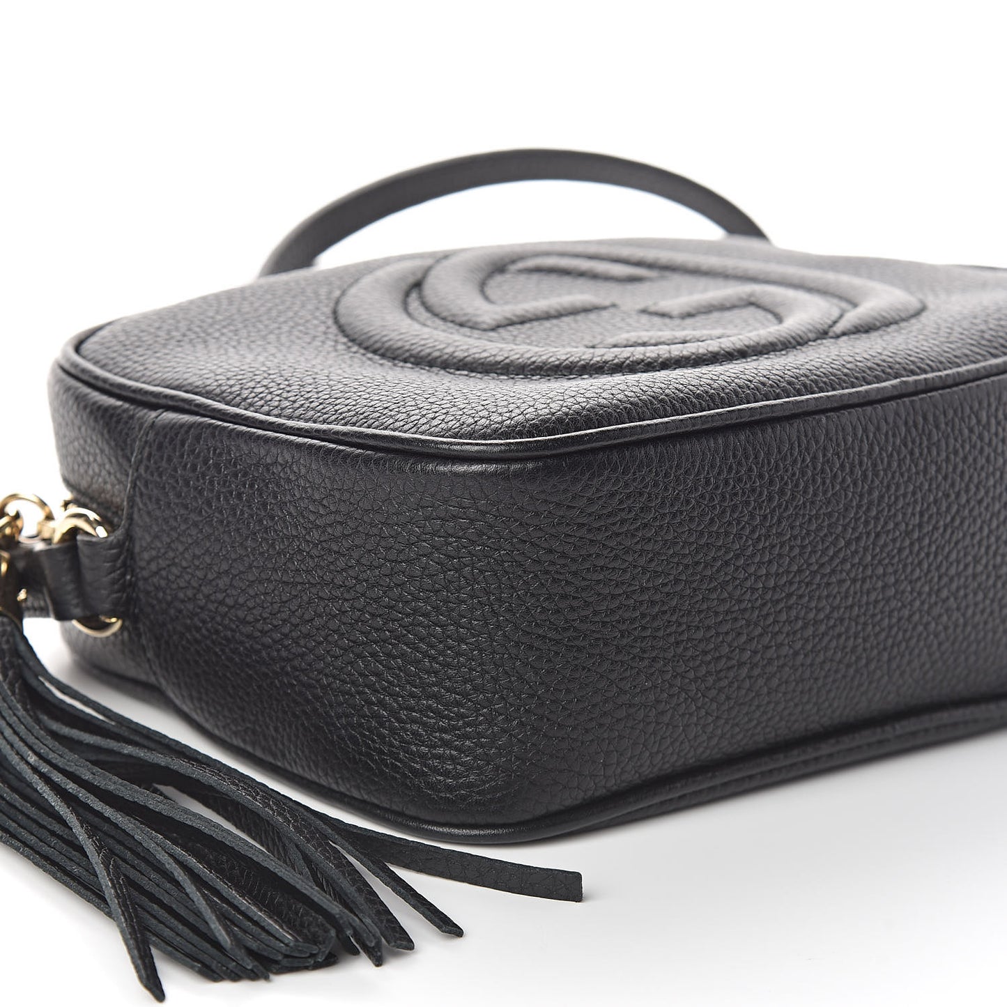 Pebbled Calfskin Small Soho Disco Bag Black