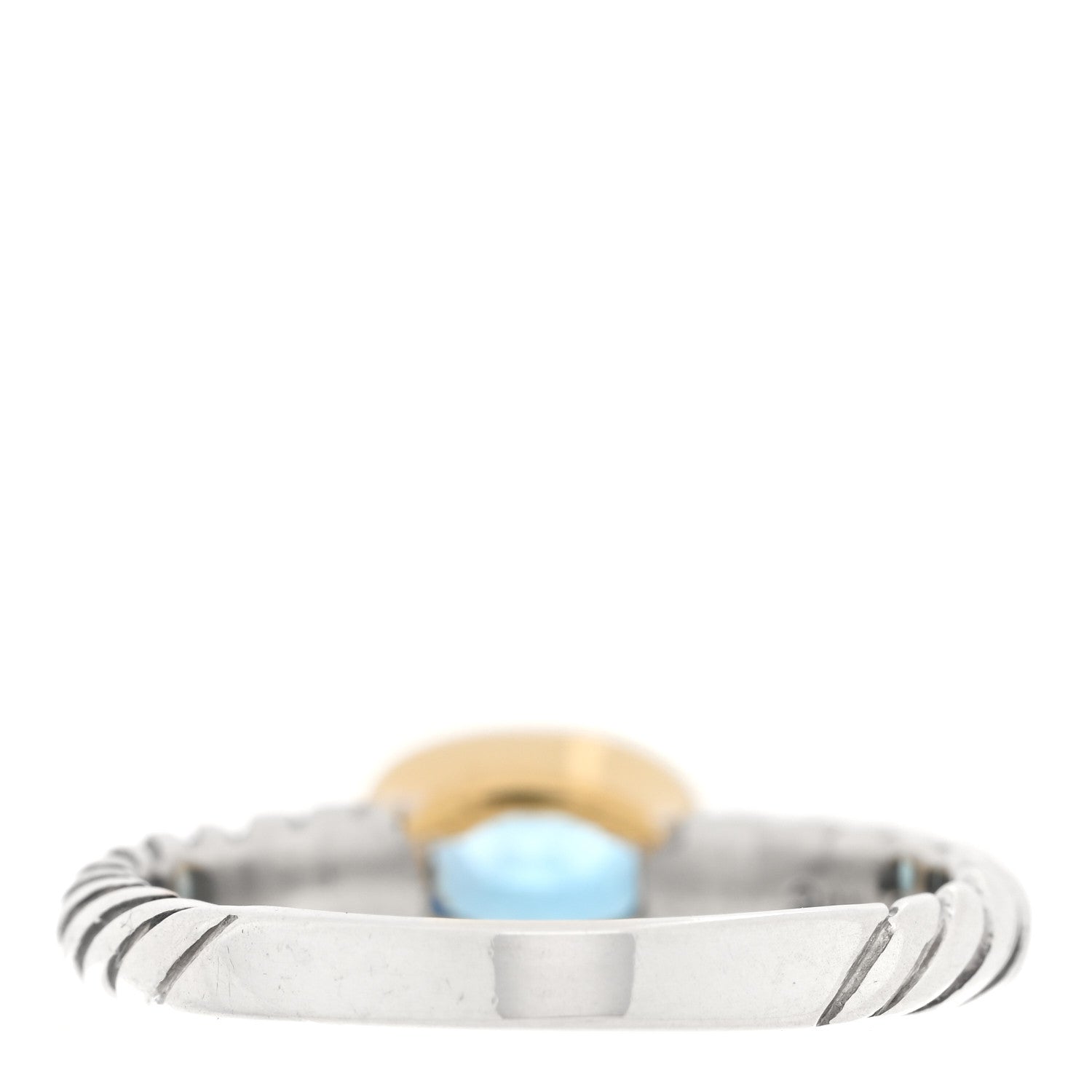 David Yurman Sterling Silver 18K Yellow Gold Blue Topaz 8mm Noblesse Ring 61 9.75 52/6 3 of 4