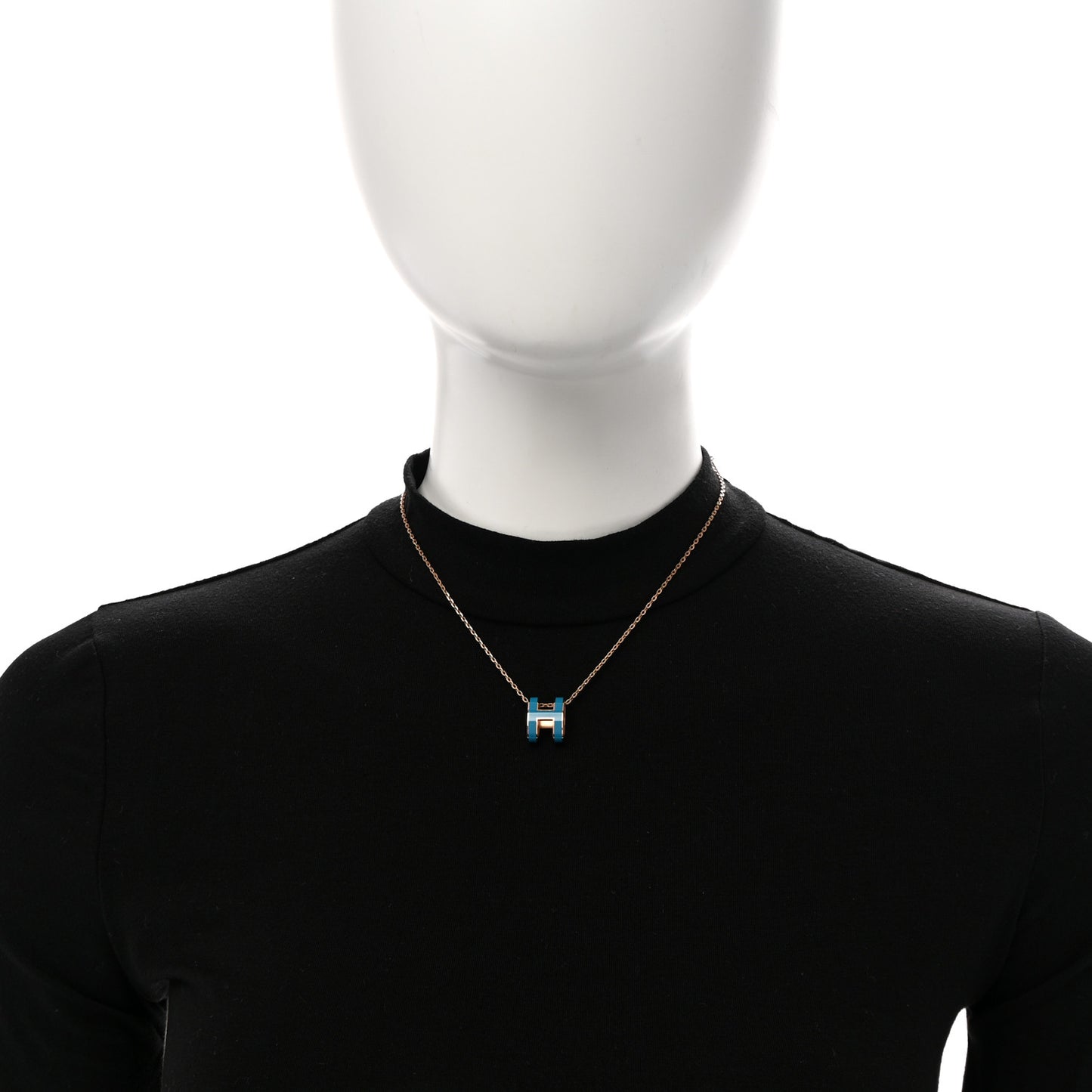 Lacquered Gold Pop H Pendant Necklace Turquoise