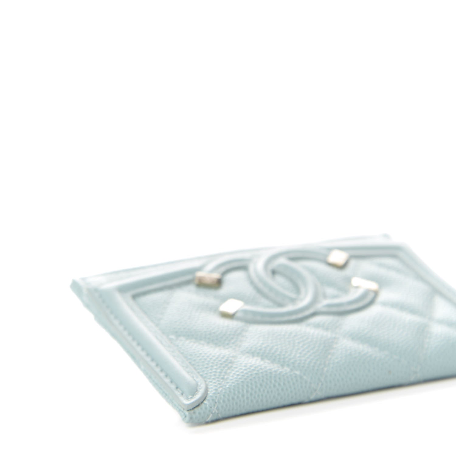 Chanel Caviar Quilted Filigree Card Holder Light Blue 9 of 11
