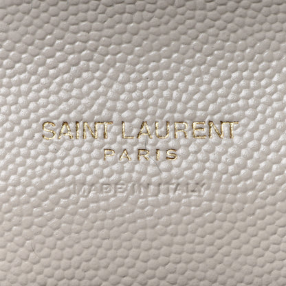 Saint Laurent Grain De Poudre Textured Mixed Matelasse Triquilt Monogram Clutch Blanc Vintage 6 of 13
