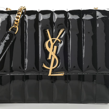Saint Laurent Patent Matelasse Monogram Vicky Chain Bag Black 8 of 10