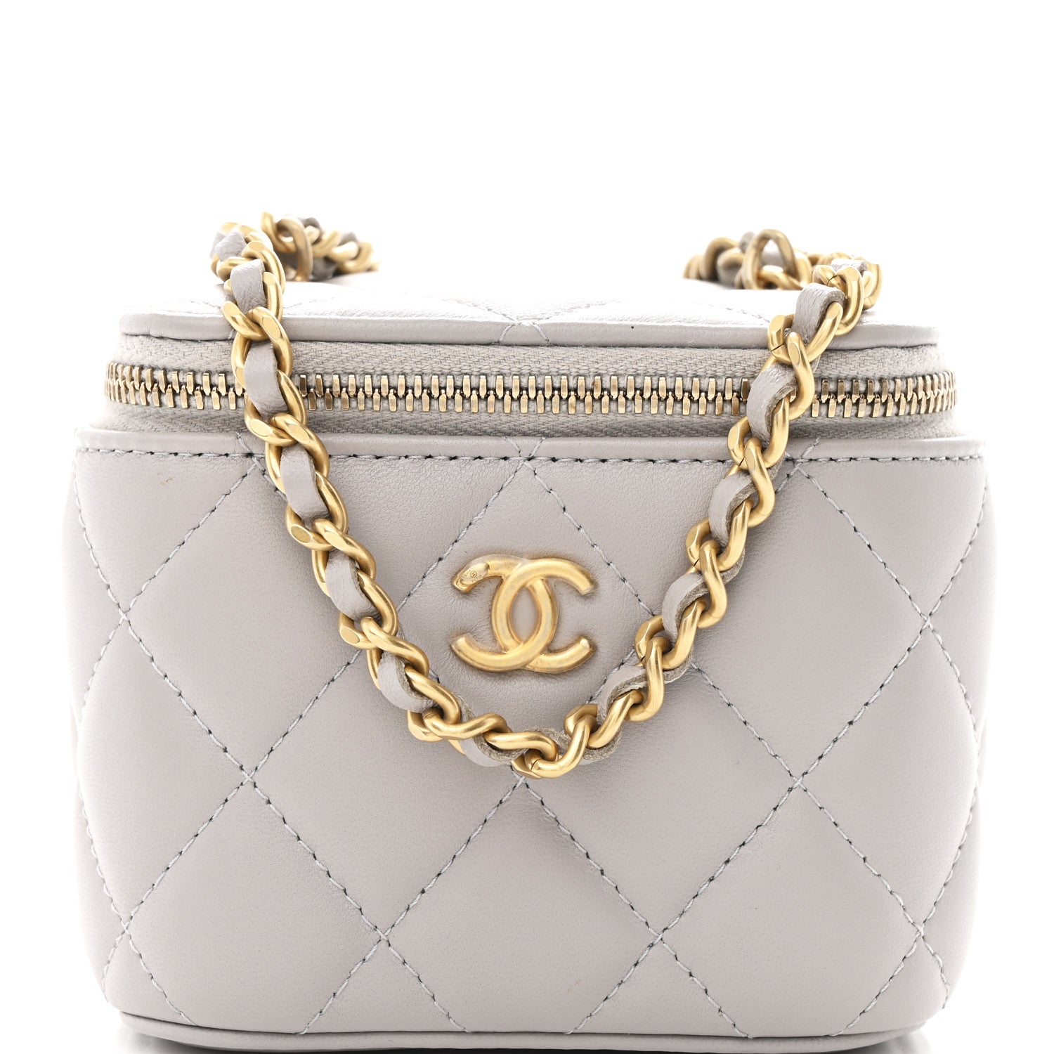 Chanel Lambskin Quilted Pearl Crush Mini Vanity Case With Chain