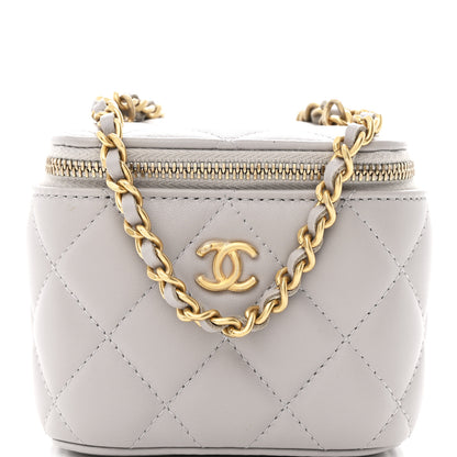 Chanel Lambskin Quilted Pearl Crush Mini Vanity Case With Chain Grey 8 of 10