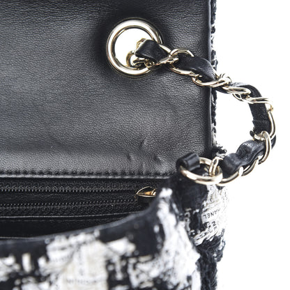 Chanel Tweed Quilted Mini Rectangular Flap Black Ecru White 11 of 12