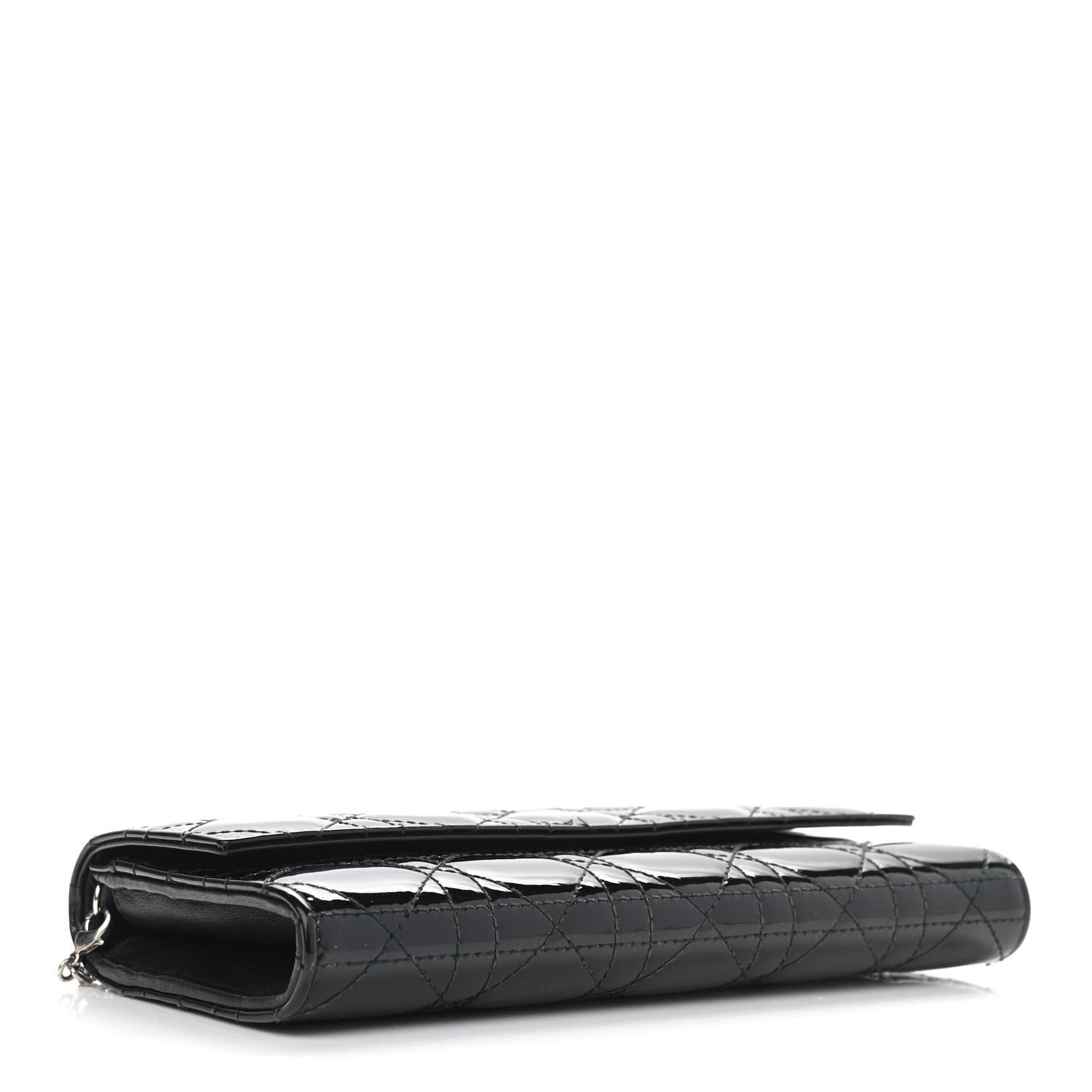 Christian Dior Patent Cannage Rendez-vous Chain Wallet Black 4 of 10