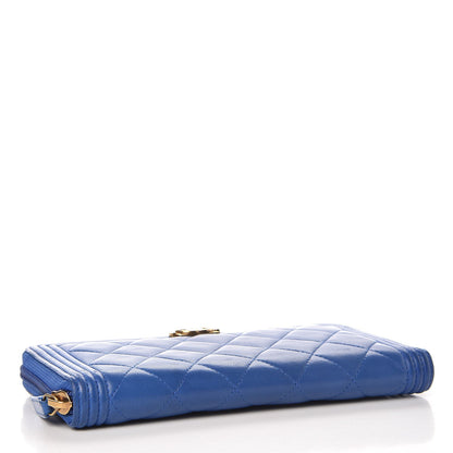 Chanel Lambskin Quilted Boy Zip Around Wallet Blue 4 of 11
