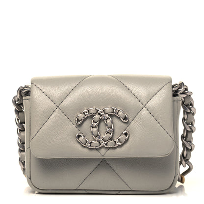Chanel Lambskin Quilted Chanel 19 Flap Belt Bag Grey 1 of 9