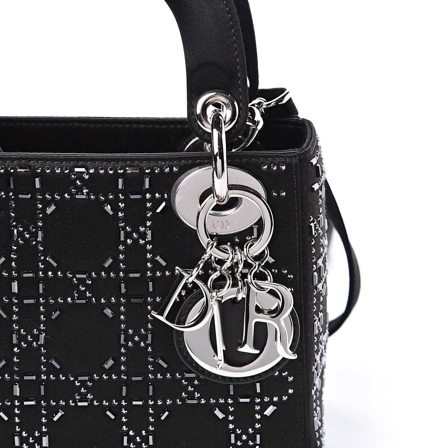 Christian Dior Satin Crystal Cannage Mini Lady Dior Black 10 of 10