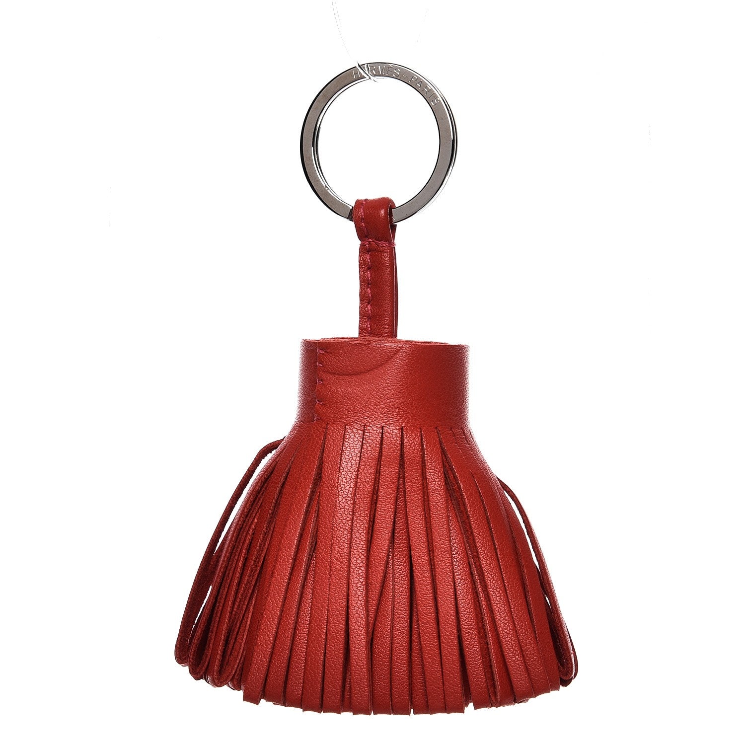 Hermes Lambskin Carmen Tassel Key Holder Rouge Casaque 1 of 4