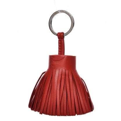 Hermes Lambskin Carmen Tassel Key Holder Rouge Casaque 1 of 4