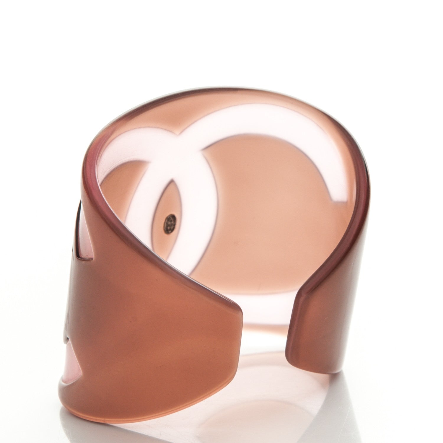 Chanel Resin CC Cuff Brown Pink 3 of 4