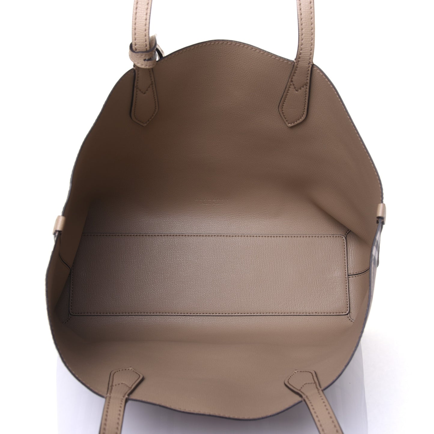 Grainy Calfskin Haymarket Check Medium Reversible Tote Camel