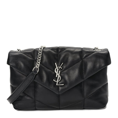 Saint Laurent Lambskin Quilted Toy Loulou Puffer Monogram Chain Satchel Black 1 of 9